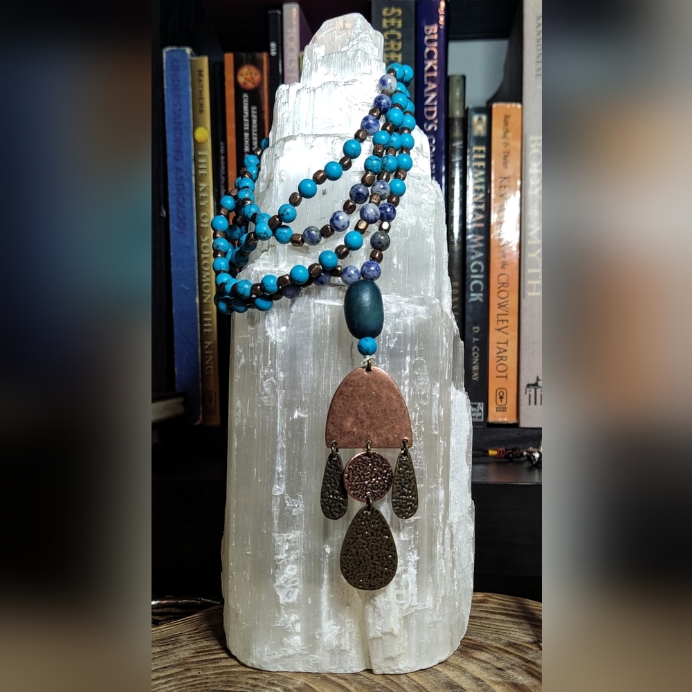 Hand-made Turquoise and Sodalite Stone Unisex Mala